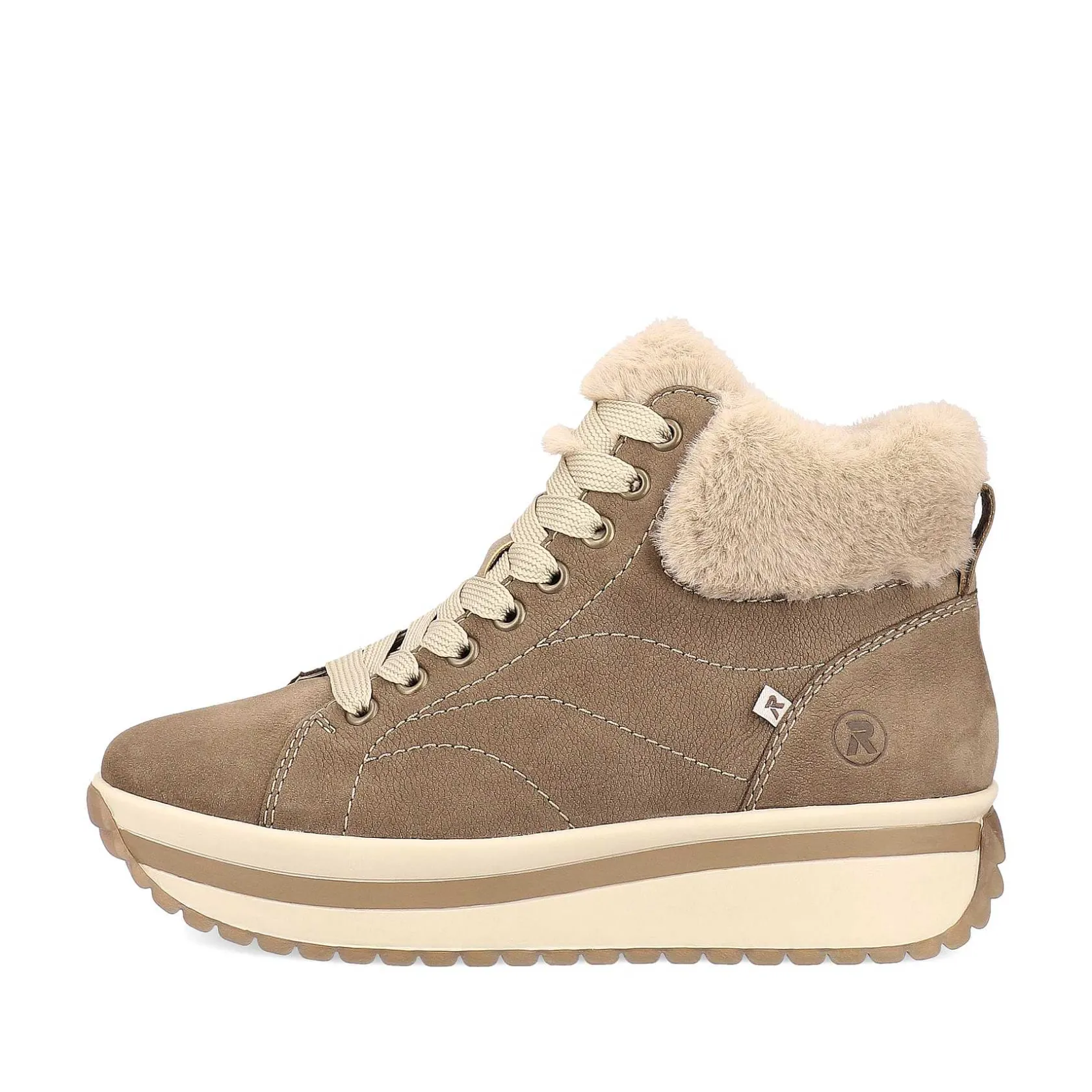 Rieker Sneakers-Women'S Sneaker High Caramel-Brown Cream-Beige