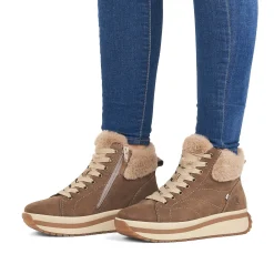 Rieker Sneakers-Women'S Sneaker High Caramel-Brown Cream-Beige