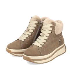 Rieker Sneakers-Women'S Sneaker High Caramel-Brown Cream-Beige