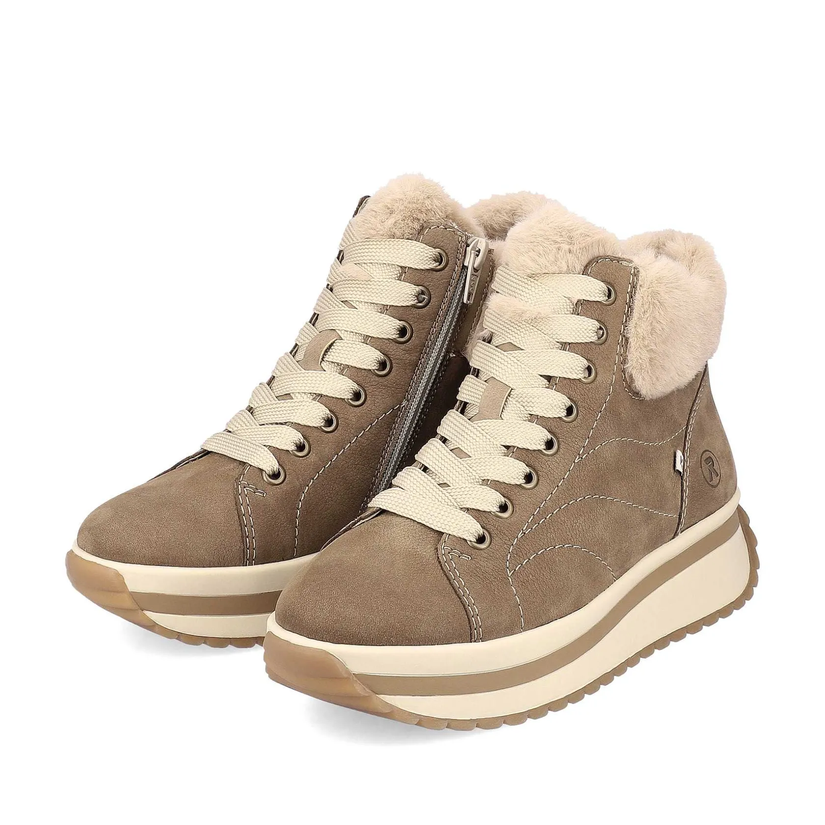 Rieker Sneakers-Women'S Sneaker High Caramel-Brown Cream-Beige