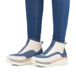 Rieker Sneakers-Women'S Sneaker High Light Beige-Denim Blue