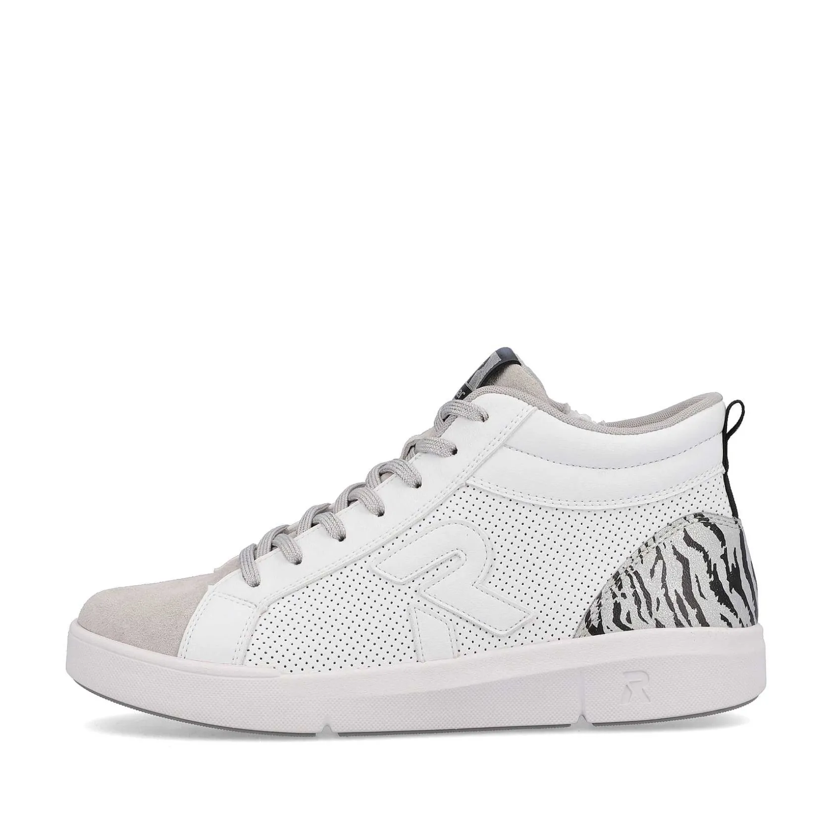 Rieker Sneakers-Women'S Sneaker High Swan-White Arctic-Grey Zebra
