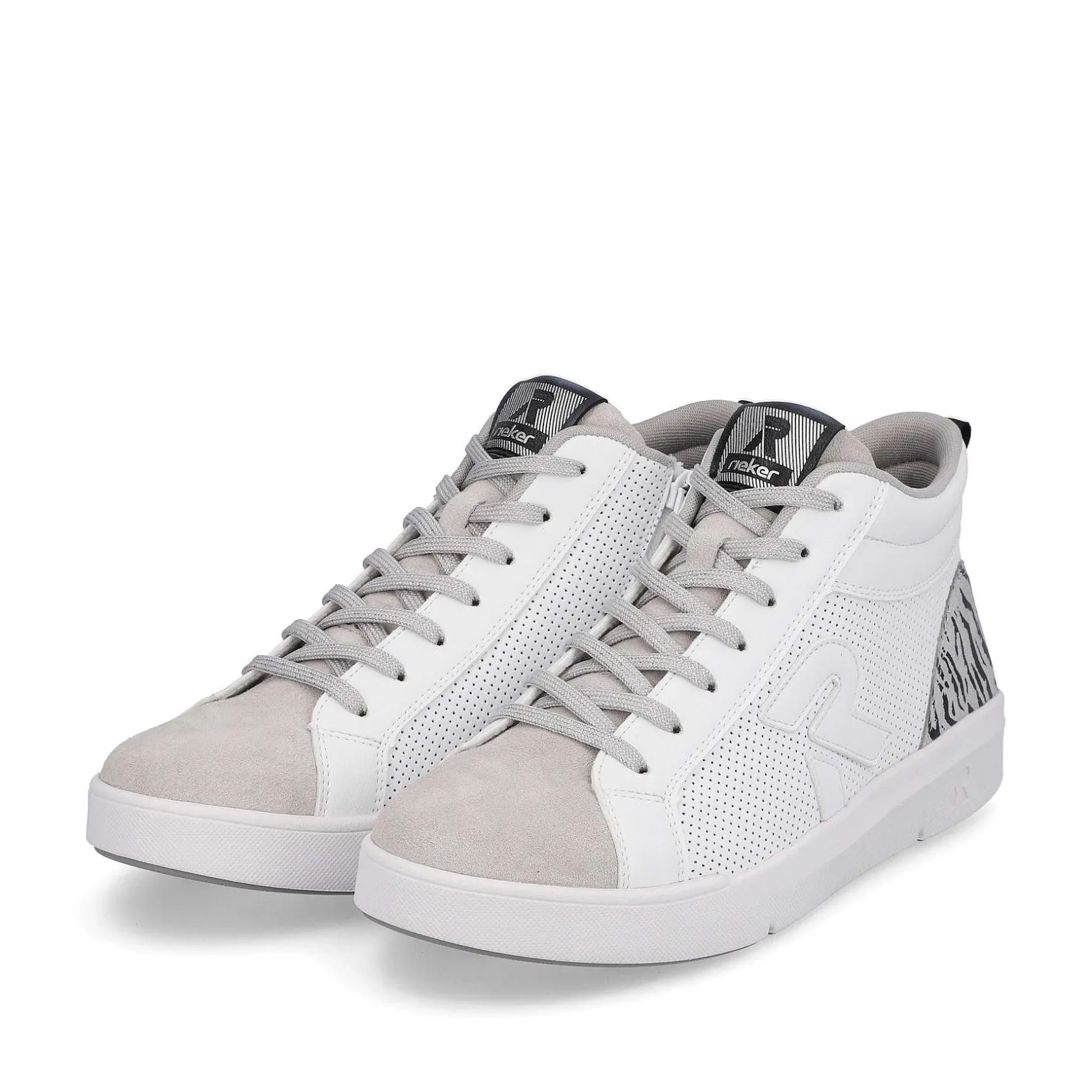 Rieker Sneakers-Women'S Sneaker High Swan-White Arctic-Grey Zebra