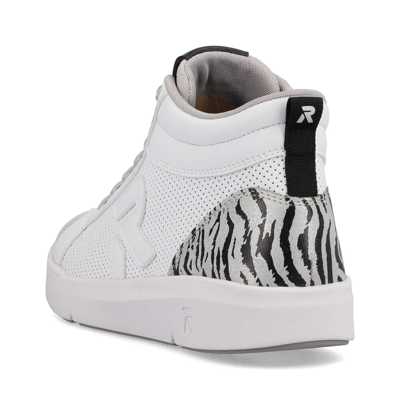 Rieker Sneakers-Women'S Sneaker High Swan-White Arctic-Grey Zebra