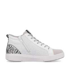 Rieker Sneakers-Women'S Sneaker High Swan-White Arctic-Grey Zebra