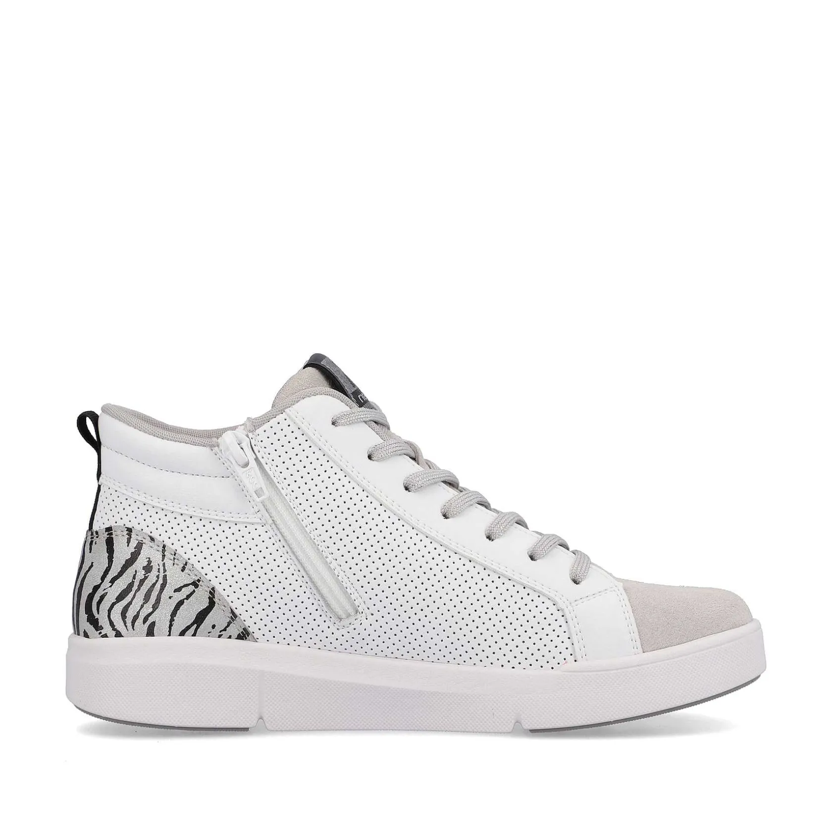 Rieker Sneakers-Women'S Sneaker High Swan-White Arctic-Grey Zebra