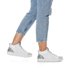 Rieker Sneakers-Women'S Sneaker High Swan-White Arctic-Grey Zebra