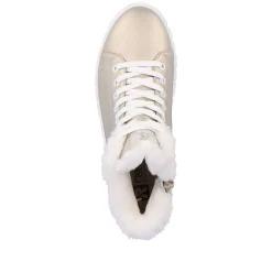 Rieker Sporty Styles-Women'S Sneaker High Glitter Gold Frost White