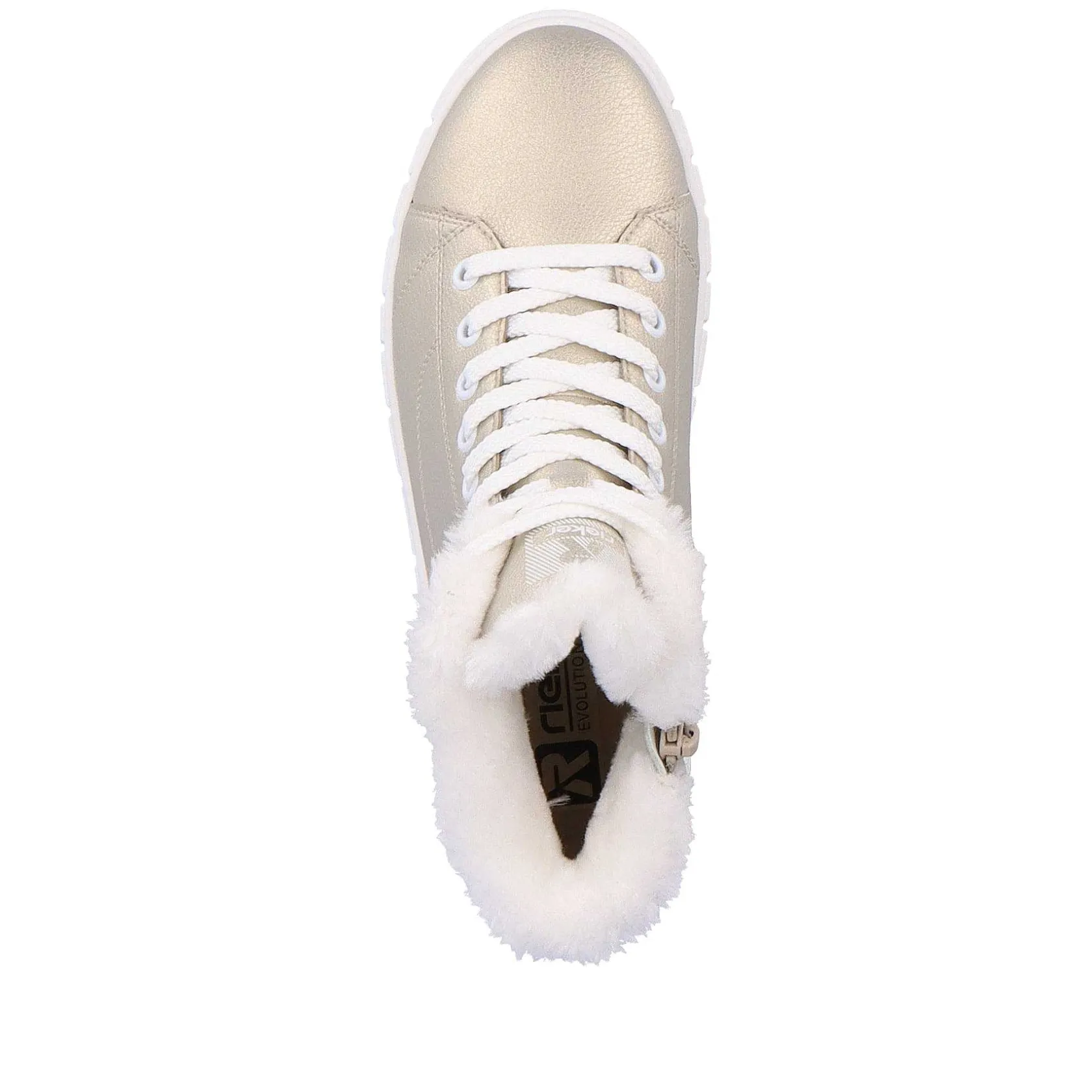 Rieker Sporty Styles-Women'S Sneaker High Glitter Gold Frost White