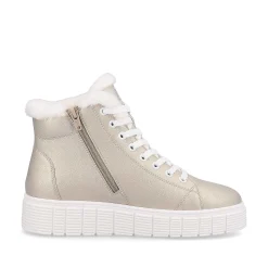 Rieker Sporty Styles-Women'S Sneaker High Glitter Gold Frost White