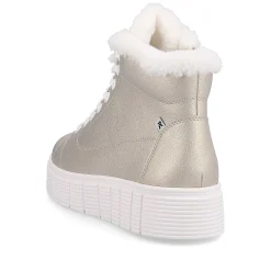 Rieker Sporty Styles-Women'S Sneaker High Glitter Gold Frost White