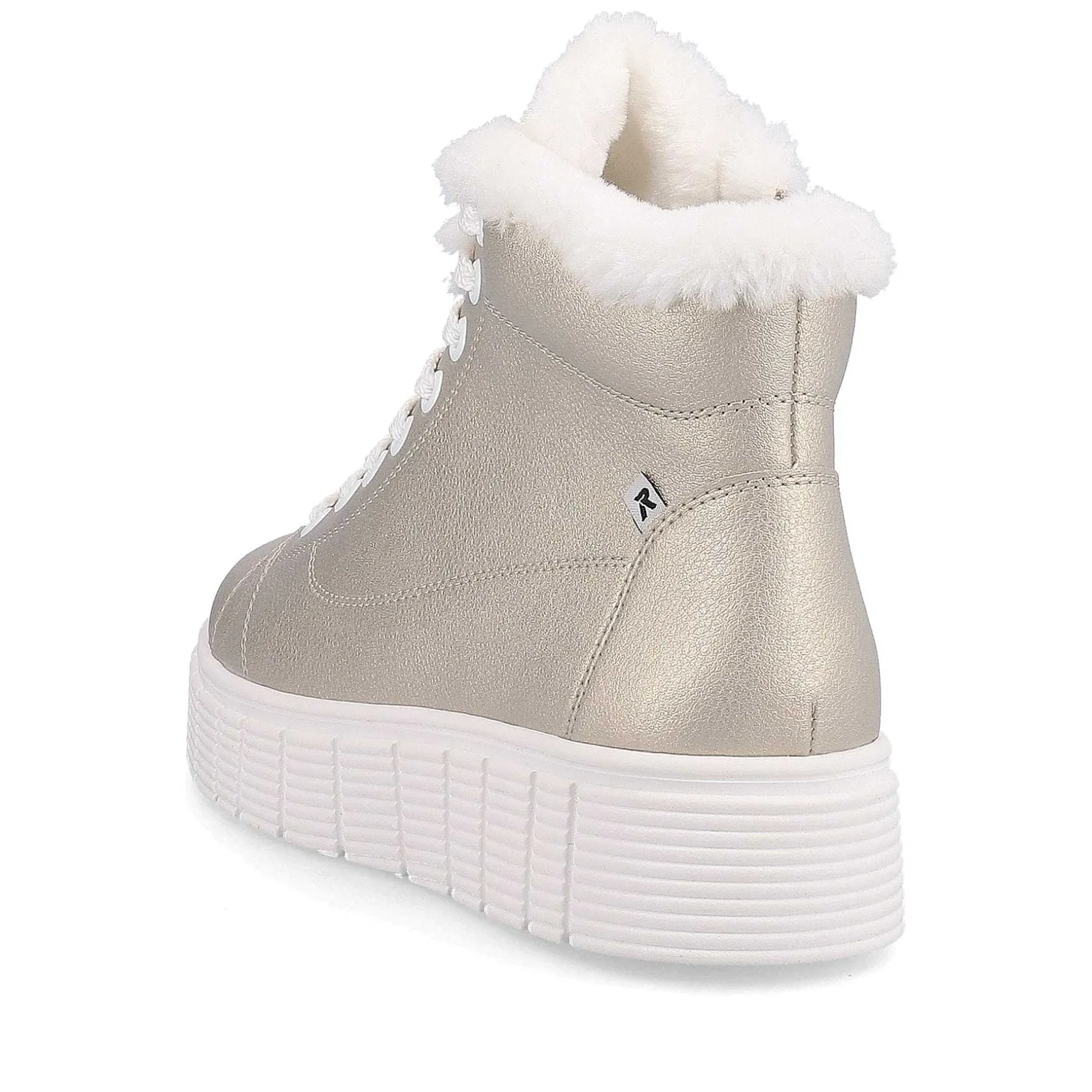 Rieker Sporty Styles-Women'S Sneaker High Glitter Gold Frost White