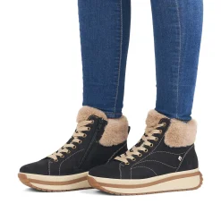 Rieker Sneakers-Women'S Sneaker High Night Black Cream Beige
