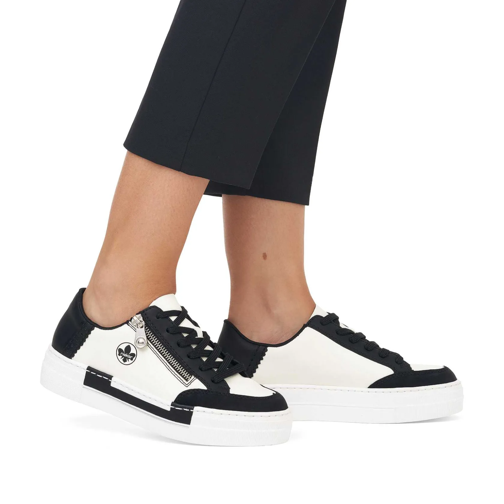 Rieker Sneakers-Women'S Sneaker Low Crystal White-Deep Black