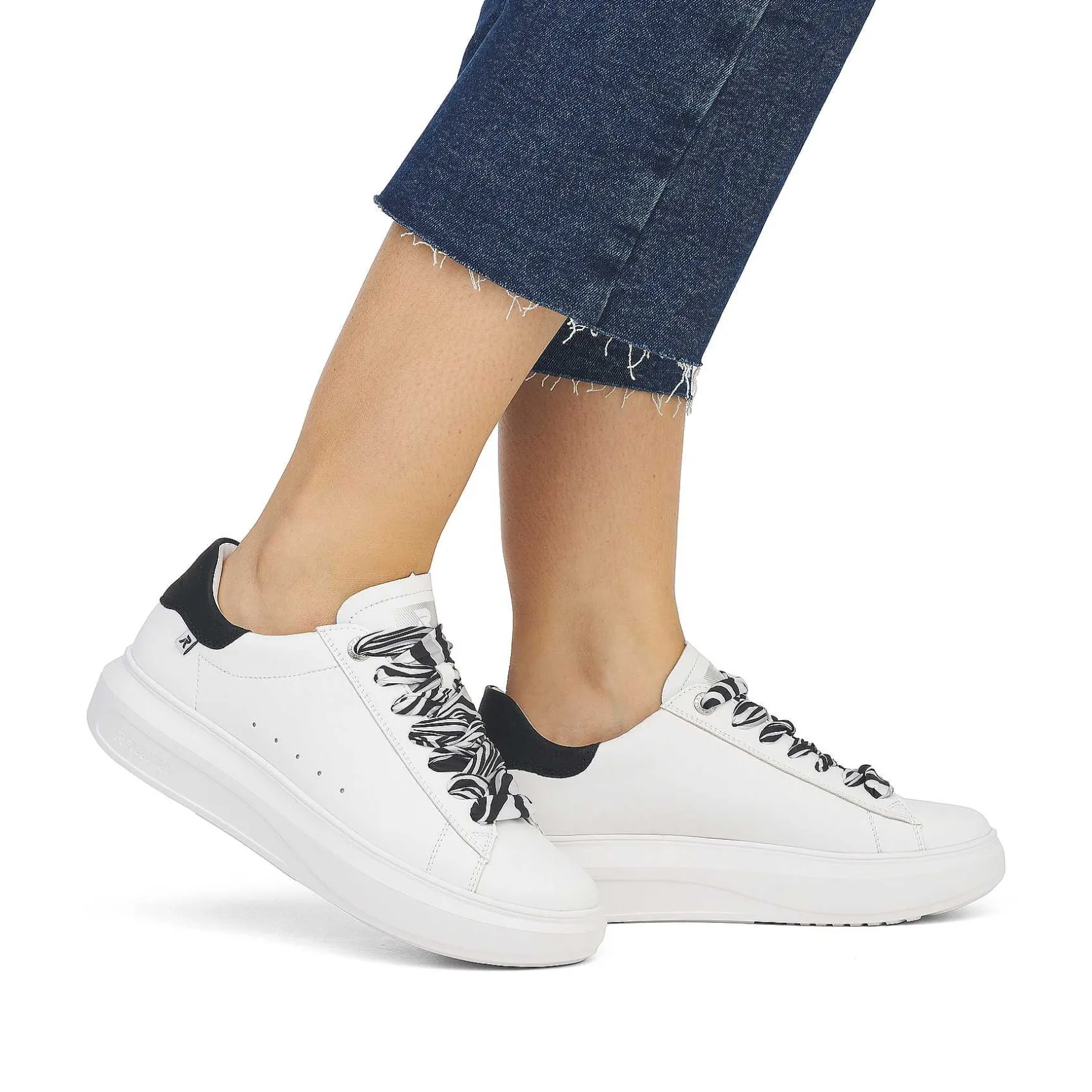 Rieker Sneakers-Women'S Sneaker Low Crystal-White Deep-Black