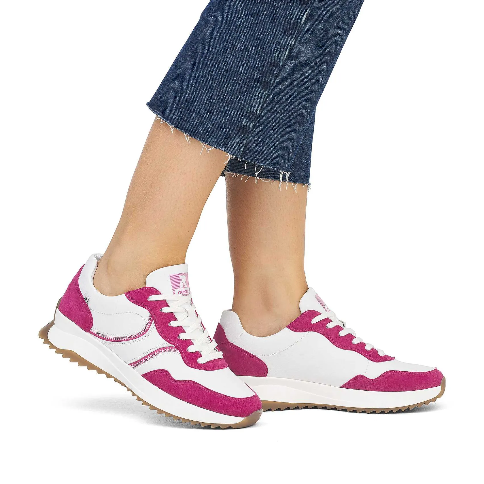 Rieker Colorful Styles-Women'S Sneaker Low Clear-White Fuchsia
