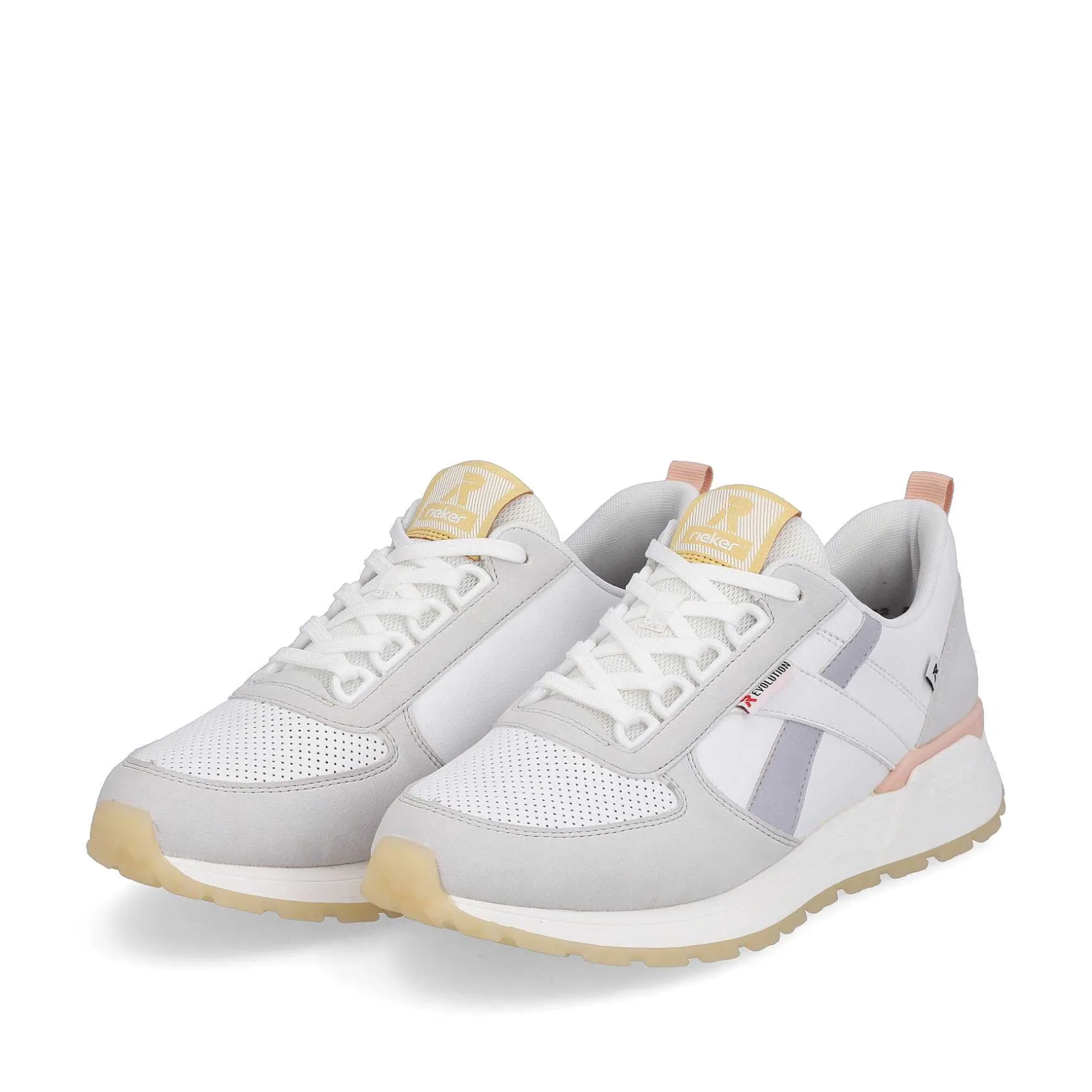 Rieker Sneakers-Women'S Sneaker Low Swan-White Clay-Beige Pastel