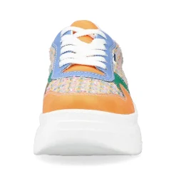 Rieker Vegan-Women'S Sneaker Low Multi-Orange-Emerald Green