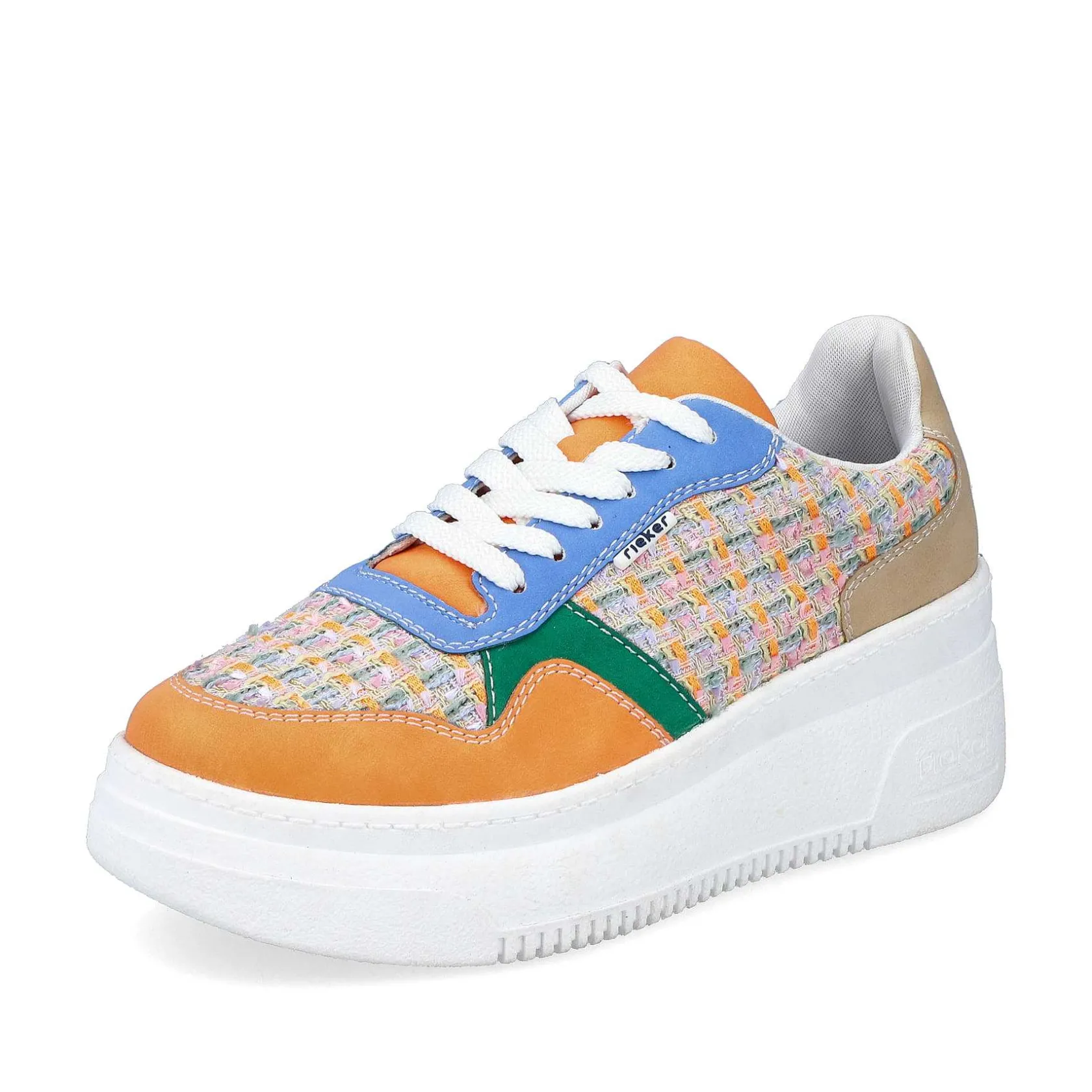 Rieker Vegan-Women'S Sneaker Low Multi-Orange-Emerald Green