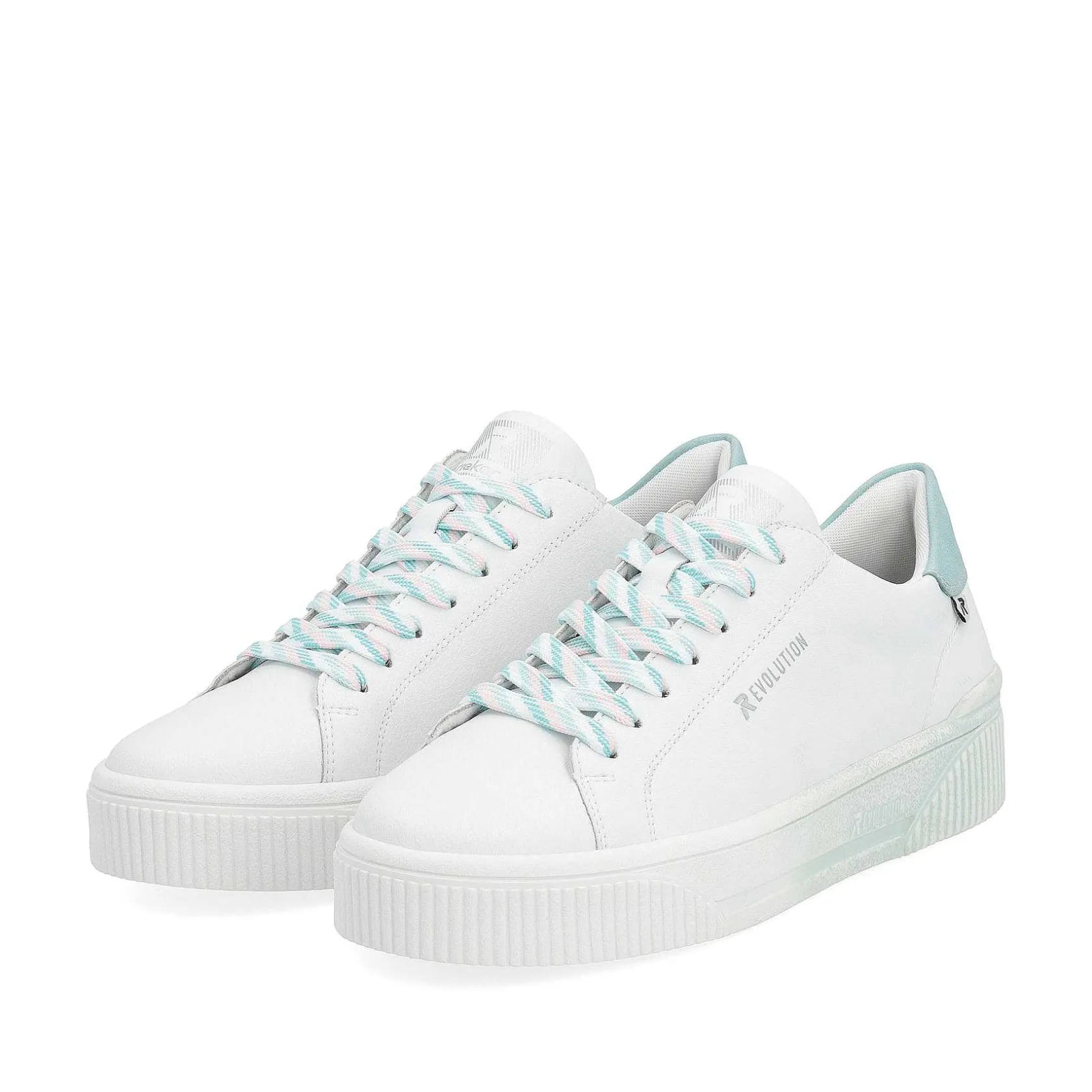 Rieker Sneakers-Women'S Sneaker Low Crystal-White Light-Aqua