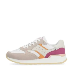 Rieker Colorful Styles-Women'S Sneaker Low Light Beige Fuchsia Apricot