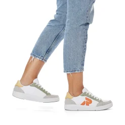 Rieker Sneakers-Women'S Sneaker Low Swan-White Arctic-Grey