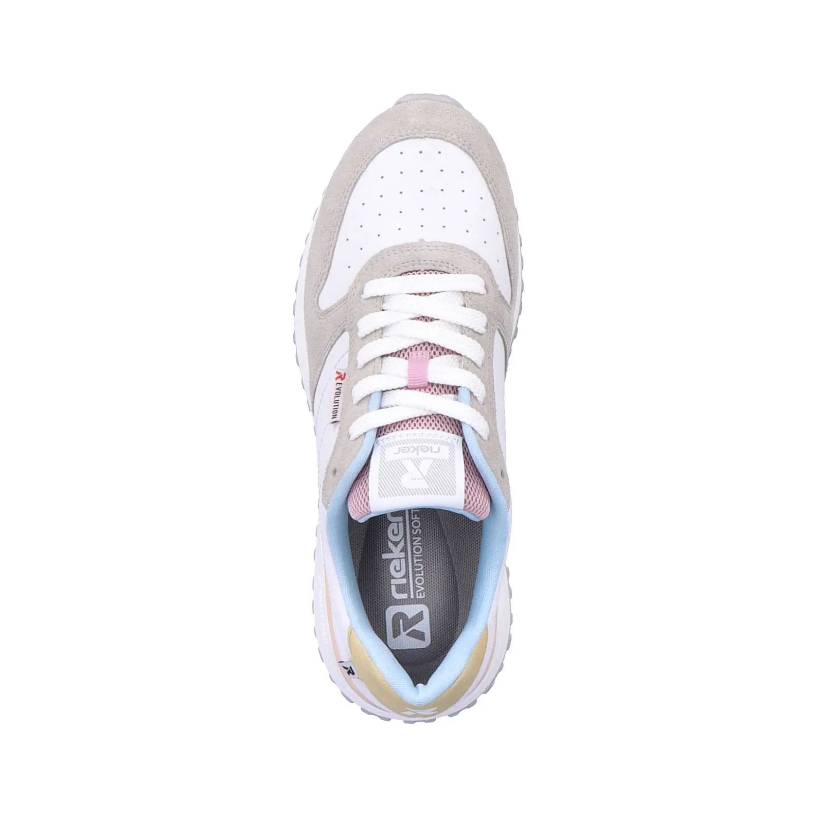 Rieker Sneakers-Women'S Sneaker Low Swan-White Stone-Grey