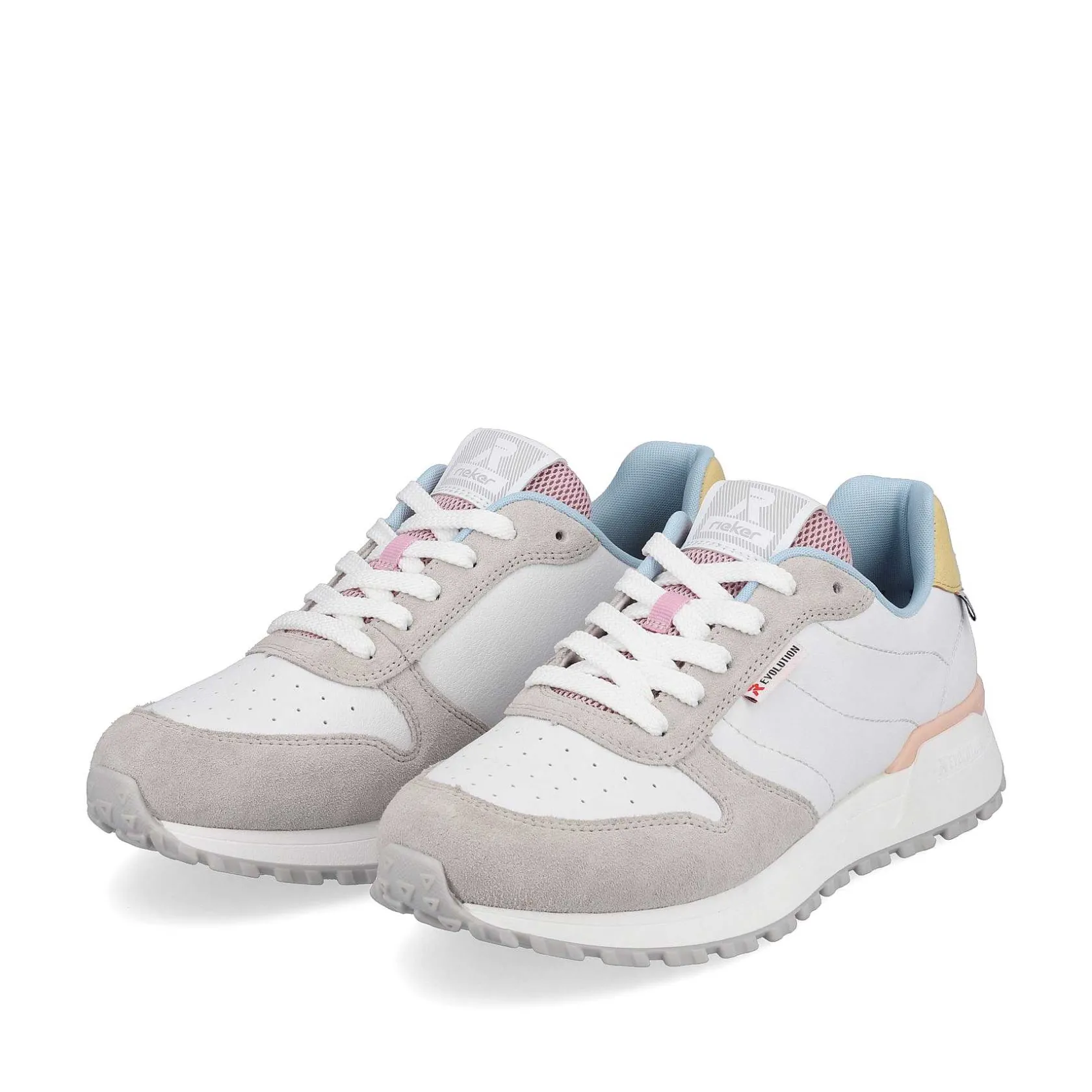 Rieker Sneakers-Women'S Sneaker Low Swan-White Stone-Grey