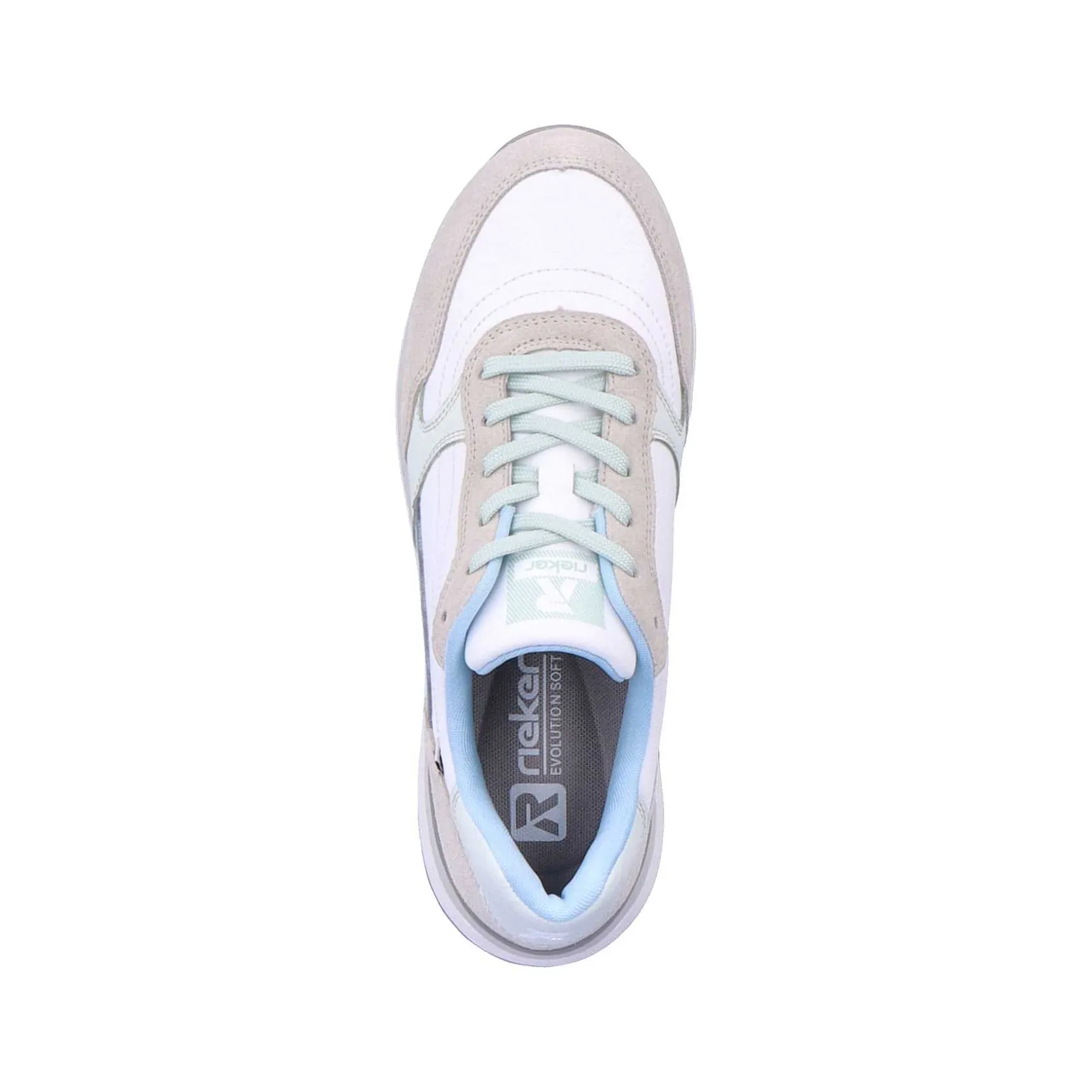 Rieker Sneakers-Women'S Sneaker Low Swan-White Clay-Beige Ice-Blue