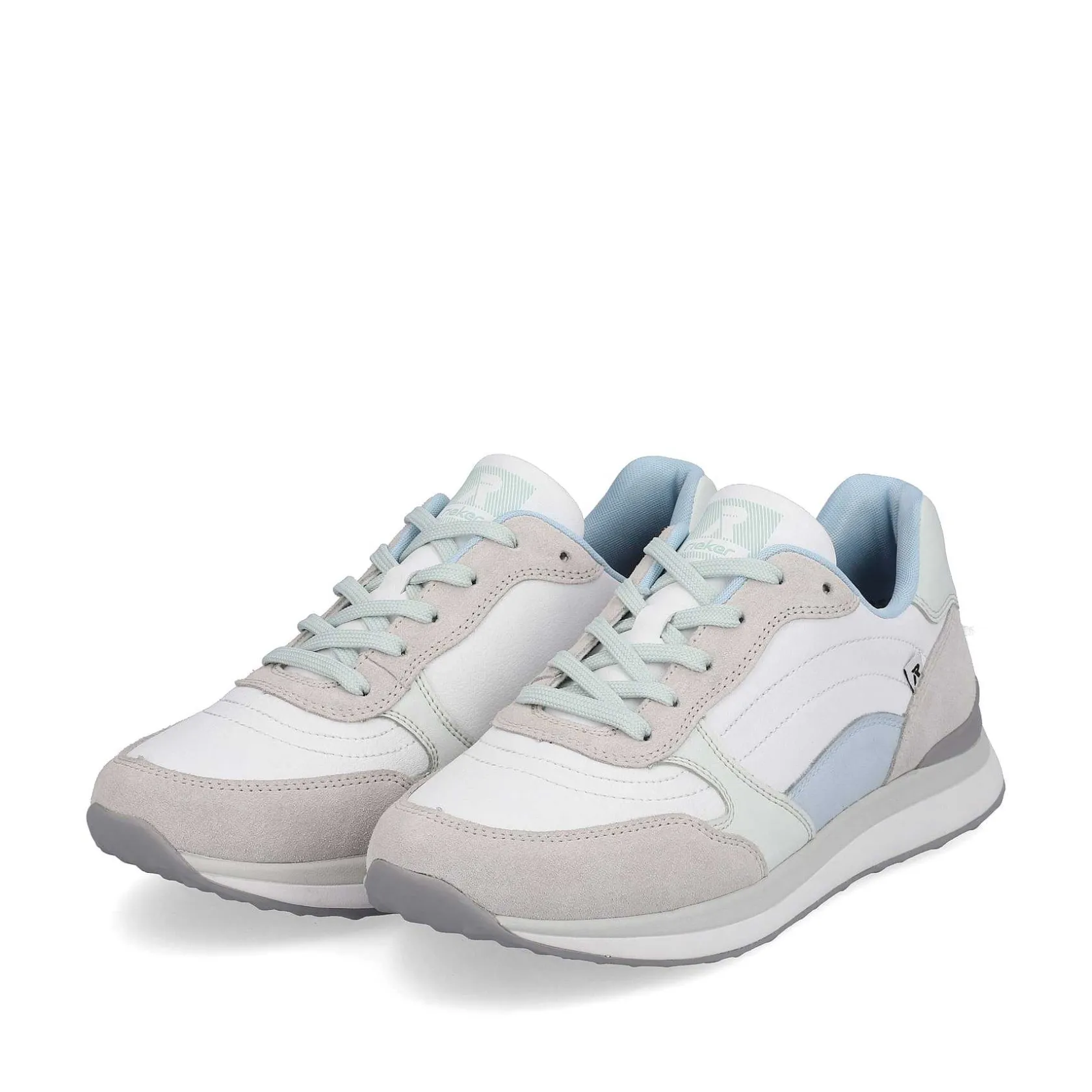 Rieker Sneakers-Women'S Sneaker Low Swan-White Clay-Beige Ice-Blue