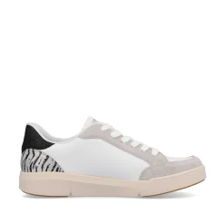 Rieker Sneakers-Women'S Sneaker Low Swan-White Arctic-Grey Zebra