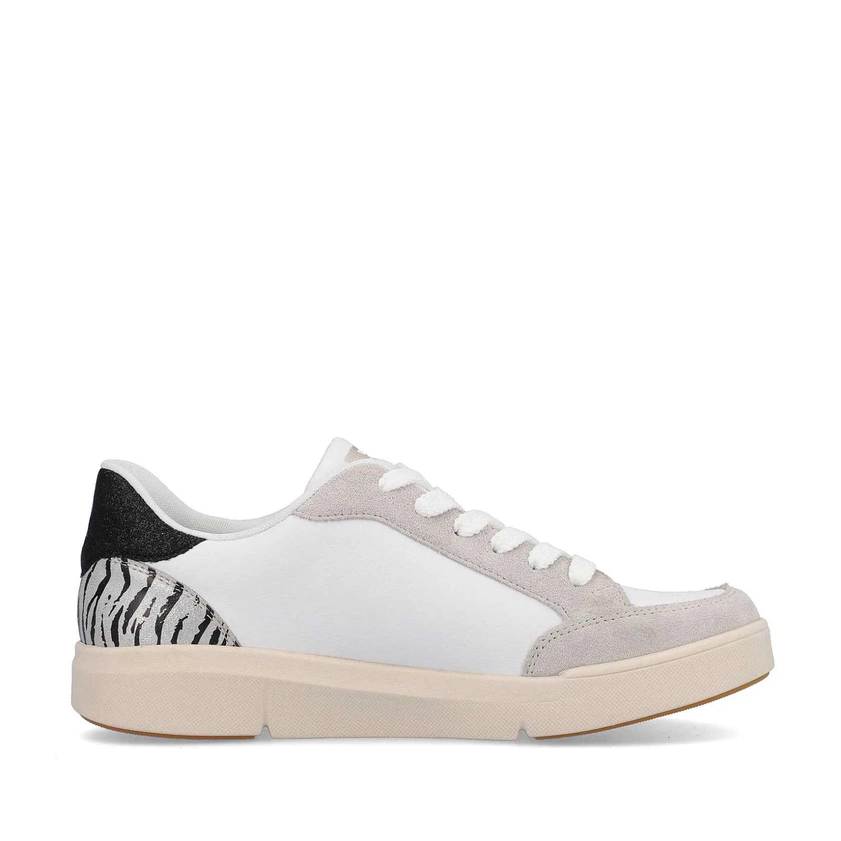 Rieker Sneakers-Women'S Sneaker Low Swan-White Arctic-Grey Zebra