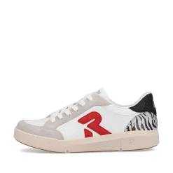 Rieker Sneakers-Women'S Sneaker Low Swan-White Arctic-Grey Zebra