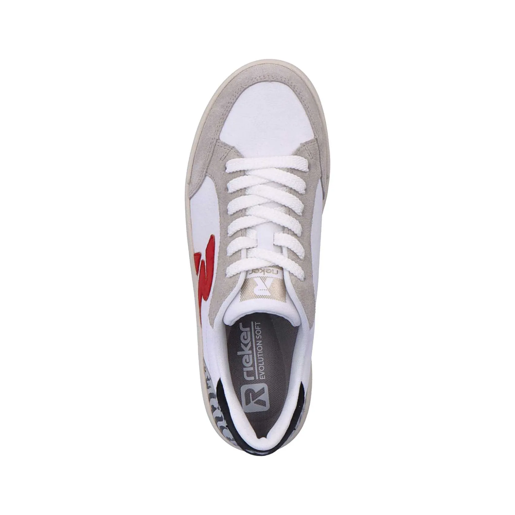 Rieker Sneakers-Women'S Sneaker Low Swan-White Arctic-Grey Zebra