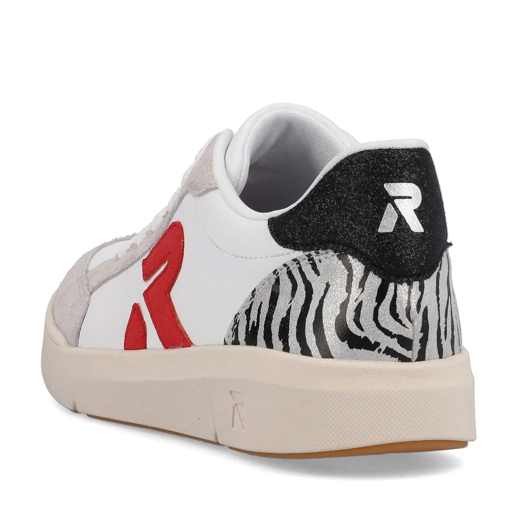Rieker Sneakers-Women'S Sneaker Low Swan-White Arctic-Grey Zebra