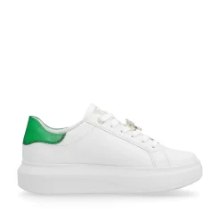 Rieker Colorful Styles-Women'S Sneaker Low Crystal White Metallic Green