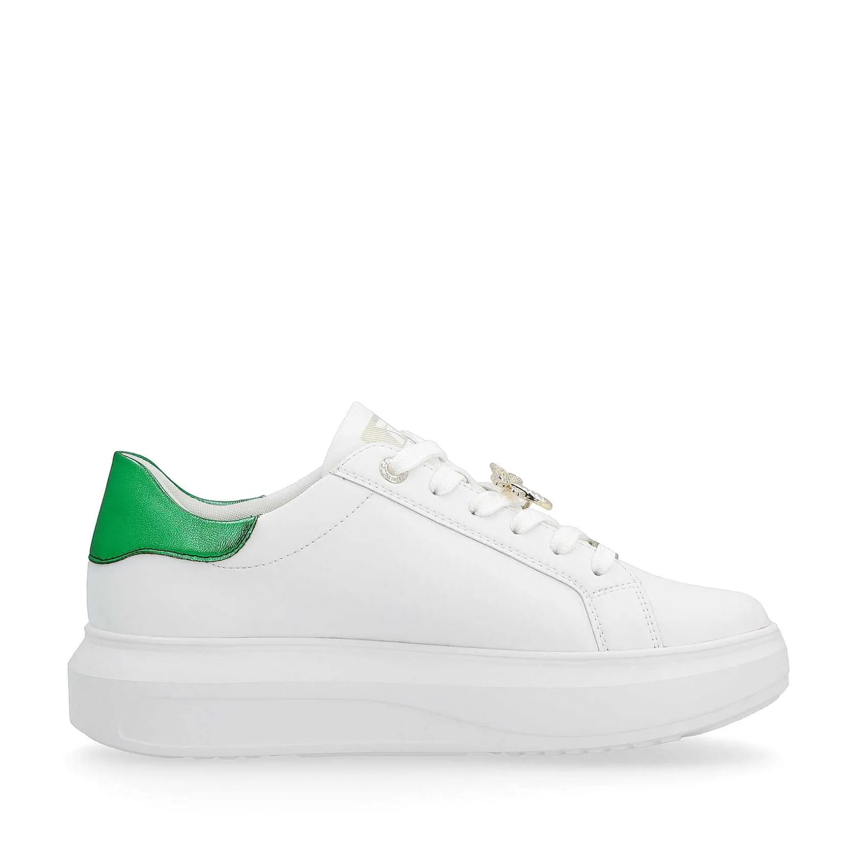 Rieker Colorful Styles-Women'S Sneaker Low Crystal White Metallic Green
