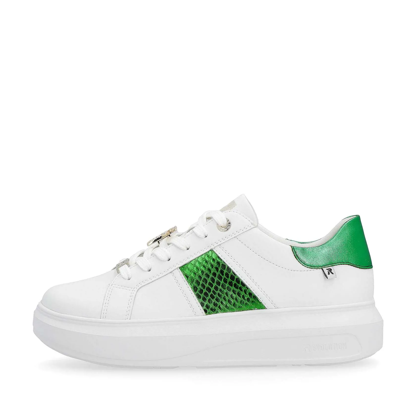Rieker Colorful Styles-Women'S Sneaker Low Crystal White Metallic Green