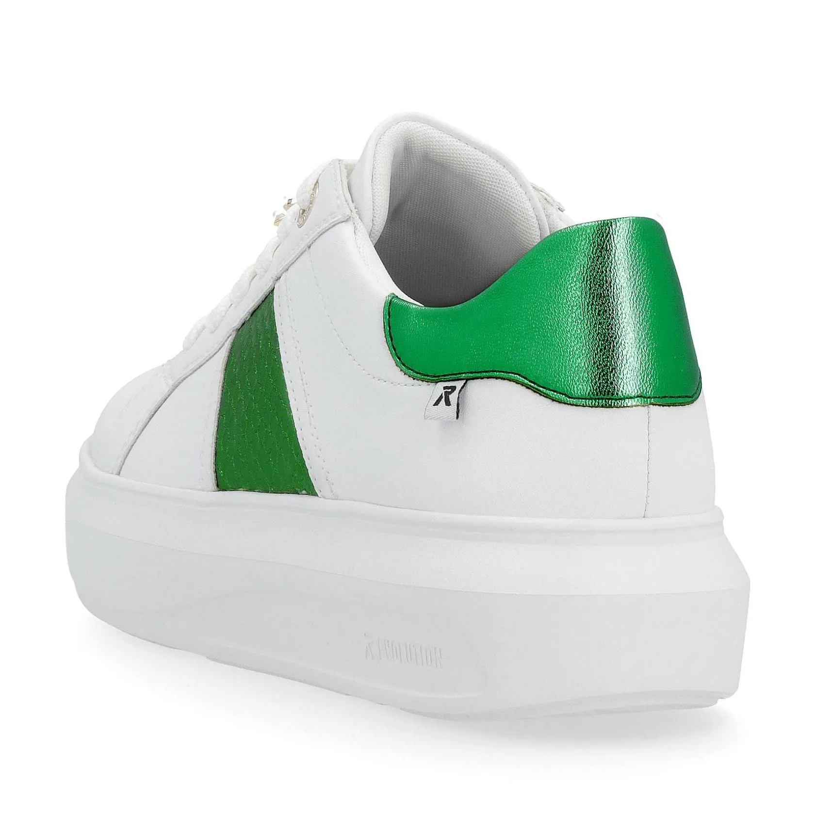 Rieker Colorful Styles-Women'S Sneaker Low Crystal White Metallic Green