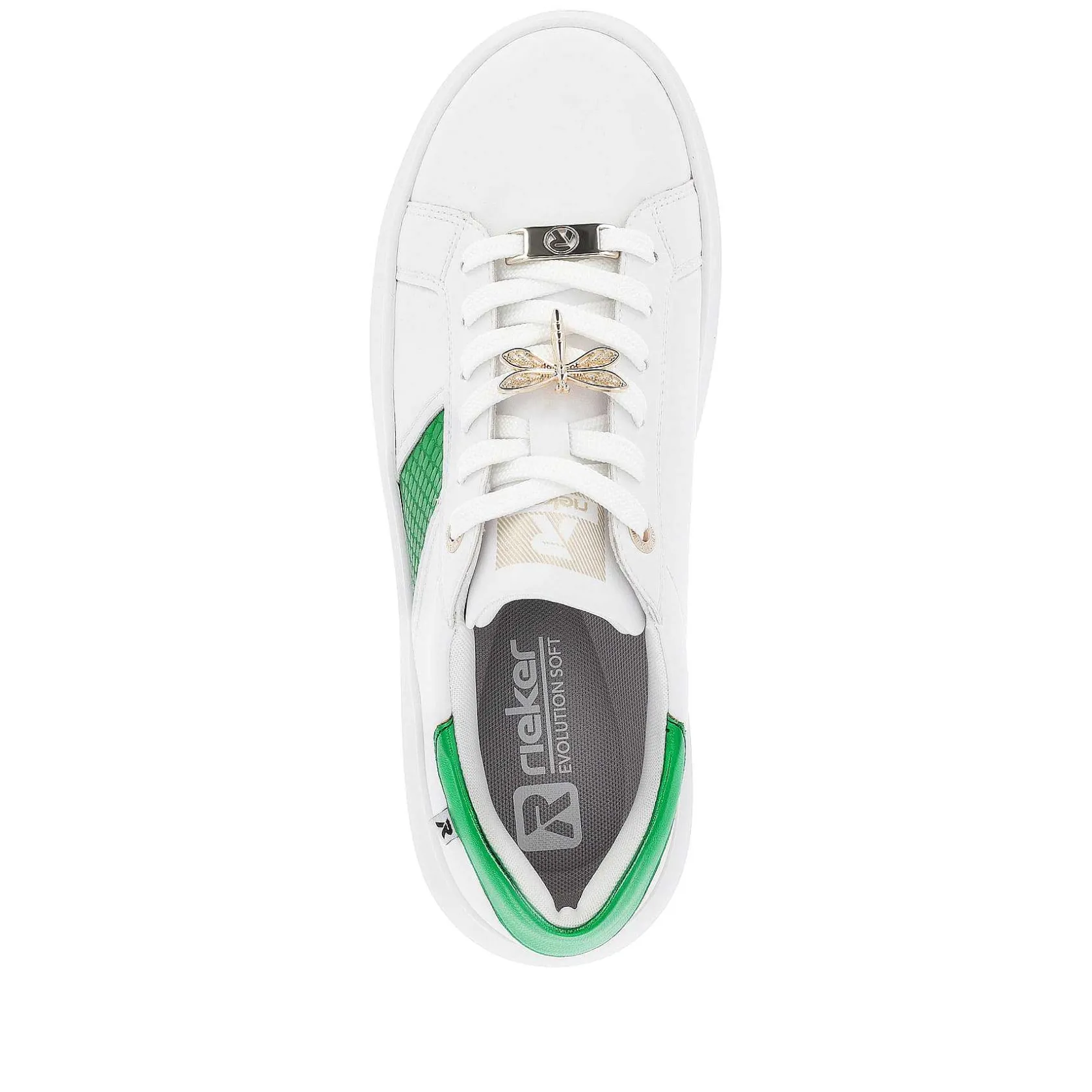 Rieker Colorful Styles-Women'S Sneaker Low Crystal White Metallic Green