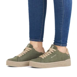 Rieker Sneakers-Women'S Sneaker Low Khaki-Green Cream-Beige
