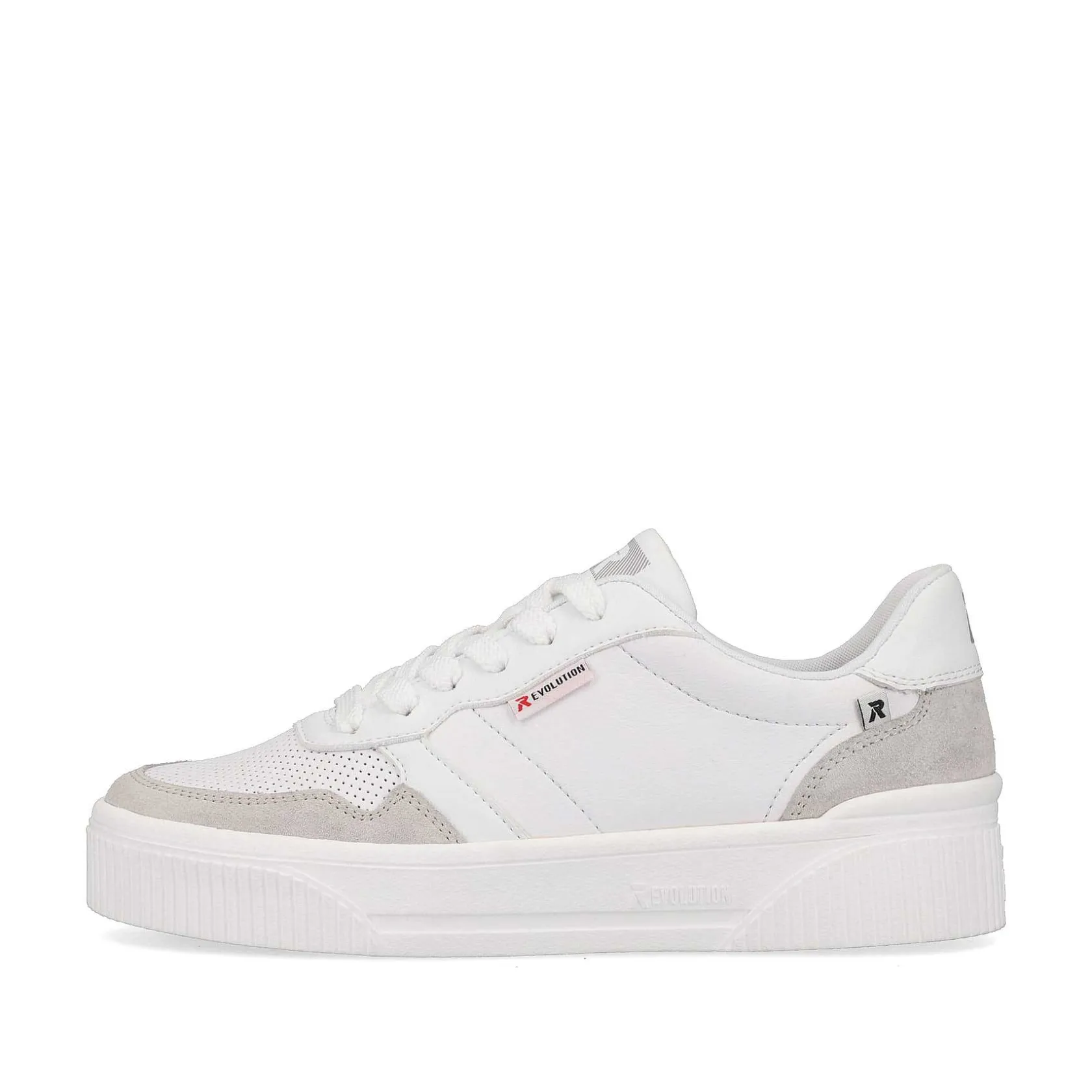 Rieker Sneakers-Women'S Sneaker Low Swan-White Stone-Grey