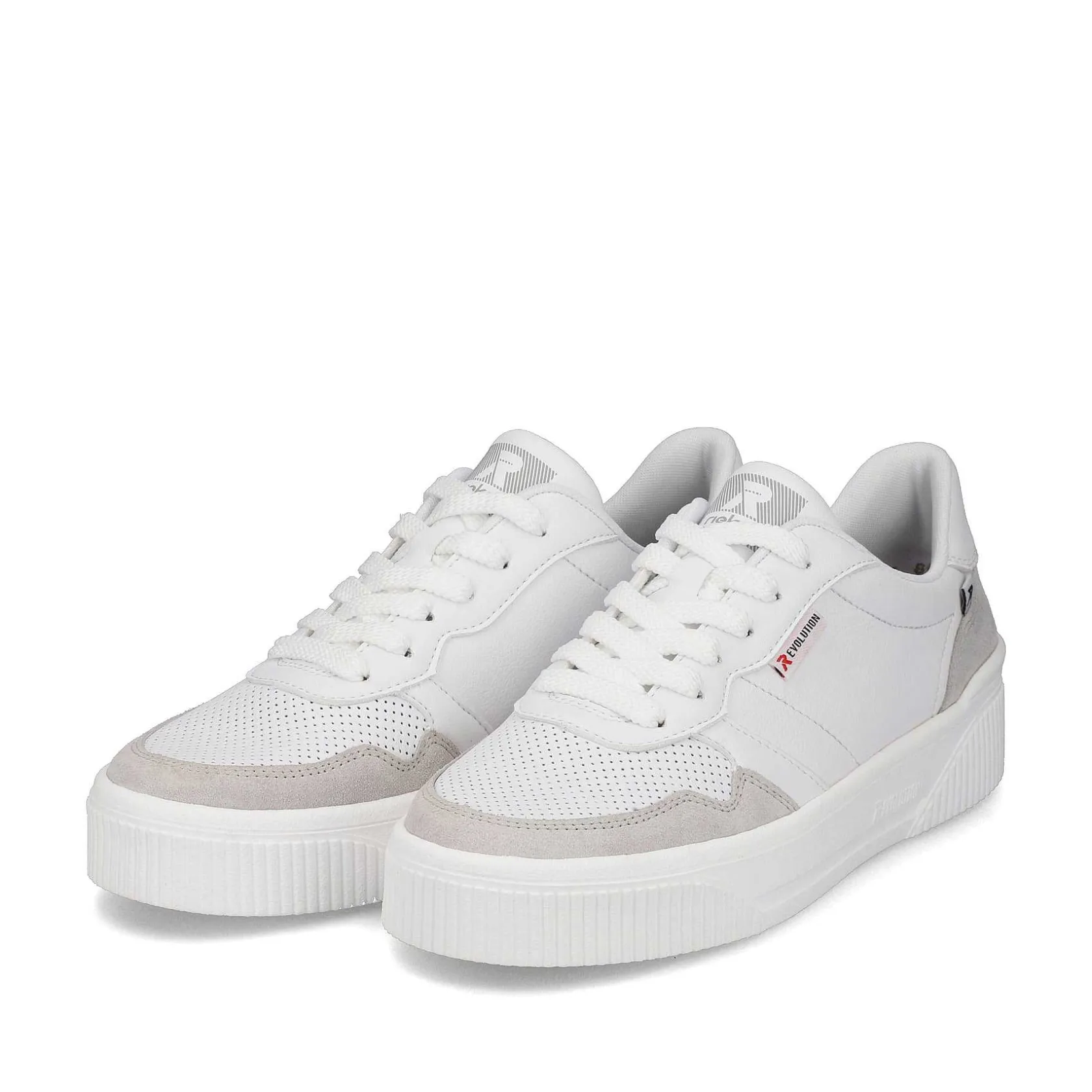 Rieker Sneakers-Women'S Sneaker Low Swan-White Stone-Grey