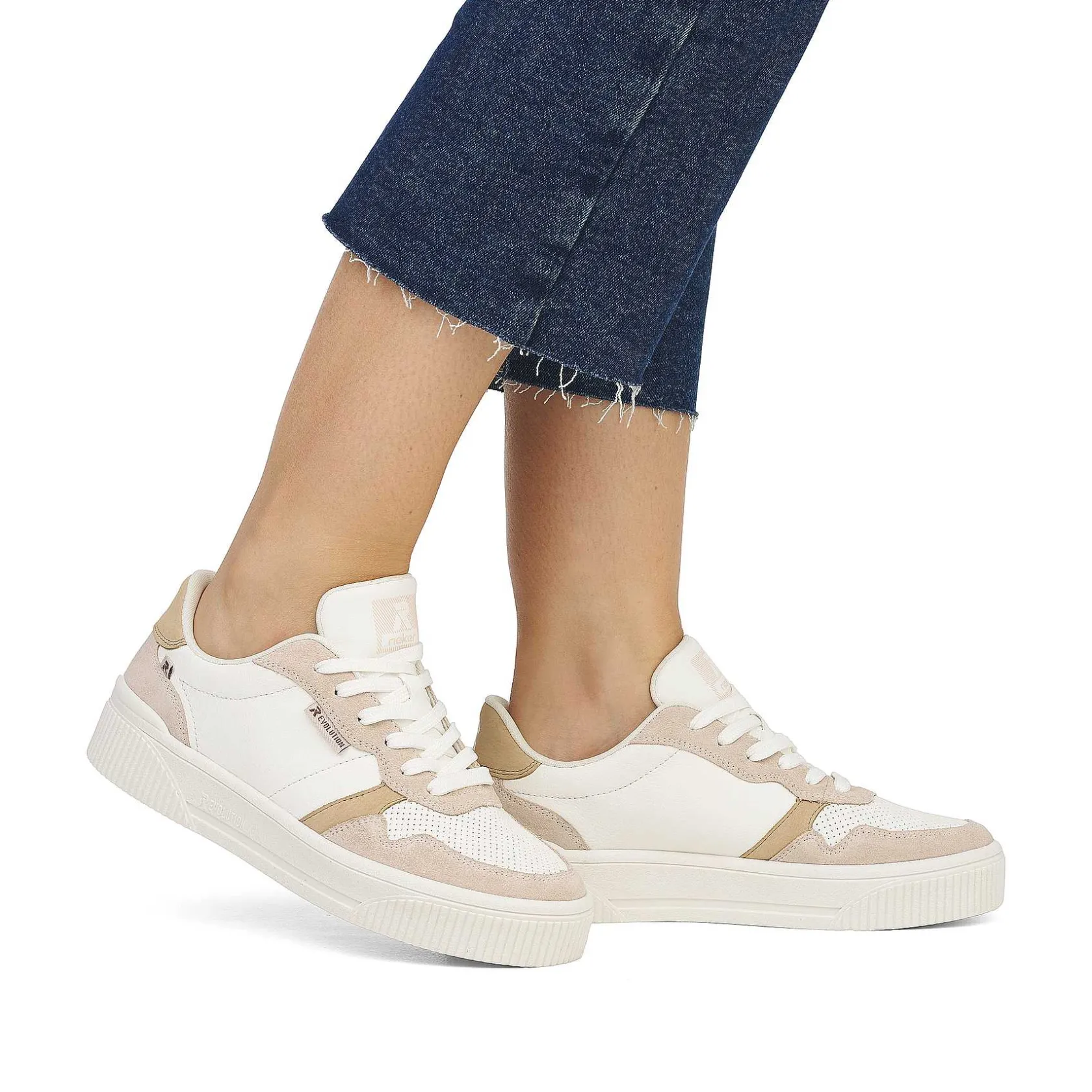 Rieker Sneakers-Women'S Sneaker Low Crystal-White Sand-Beige