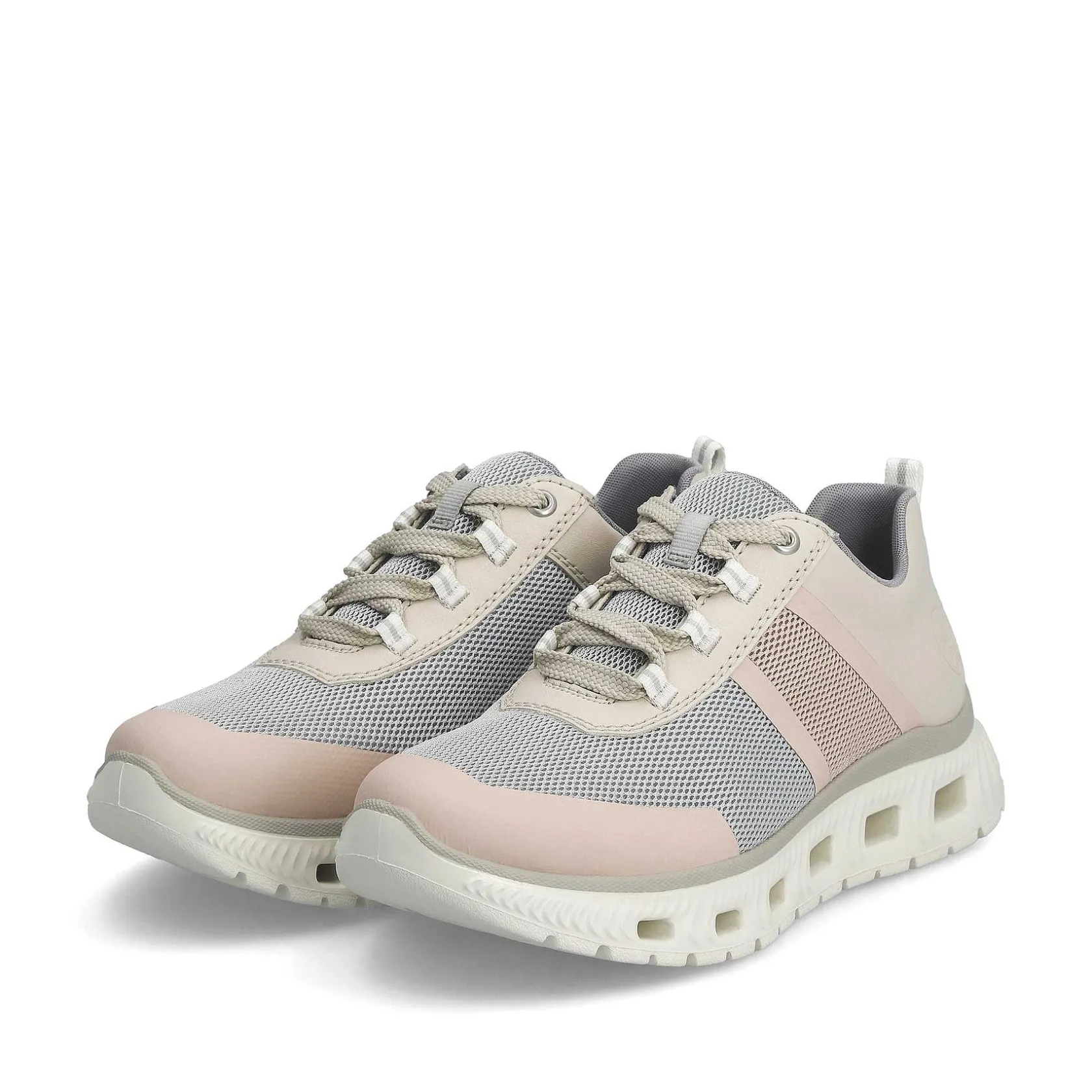 Rieker Colorful Styles-Women'S Sneaker Low Light Beige-Pastel Blue-Pink