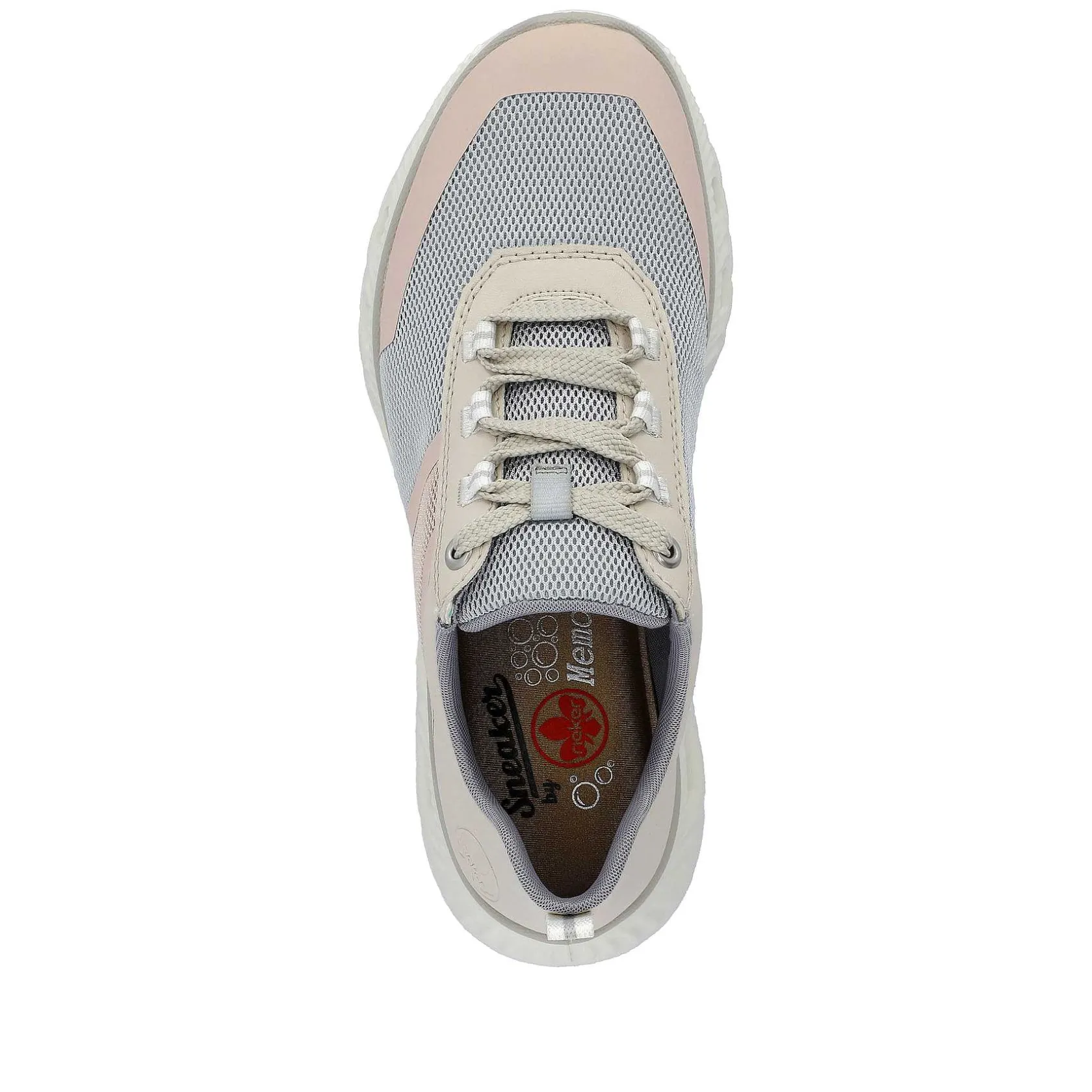 Rieker Colorful Styles-Women'S Sneaker Low Light Beige-Pastel Blue-Pink