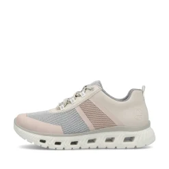 Rieker Colorful Styles-Women'S Sneaker Low Light Beige-Pastel Blue-Pink