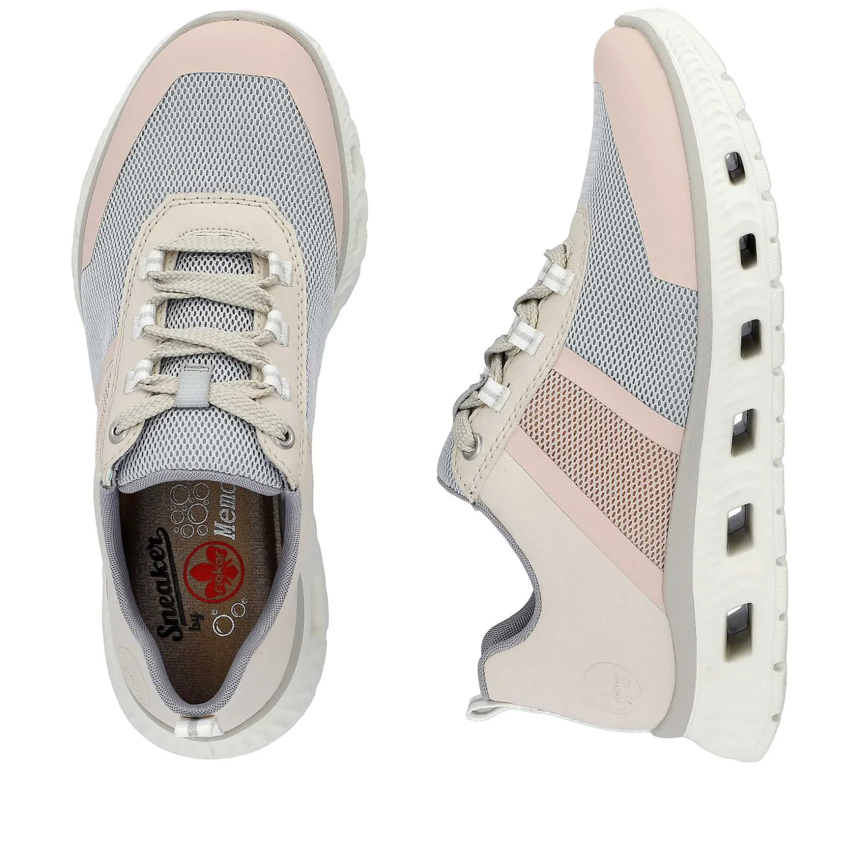 Rieker Colorful Styles-Women'S Sneaker Low Light Beige-Pastel Blue-Pink