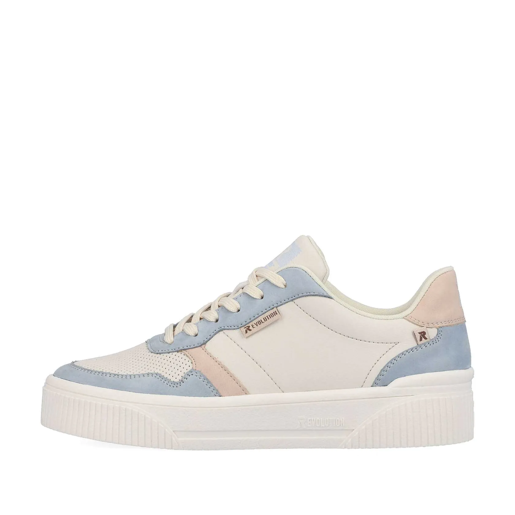 Rieker Colorful Styles-Women'S Sneaker Low Vanilla-White Light-Blue