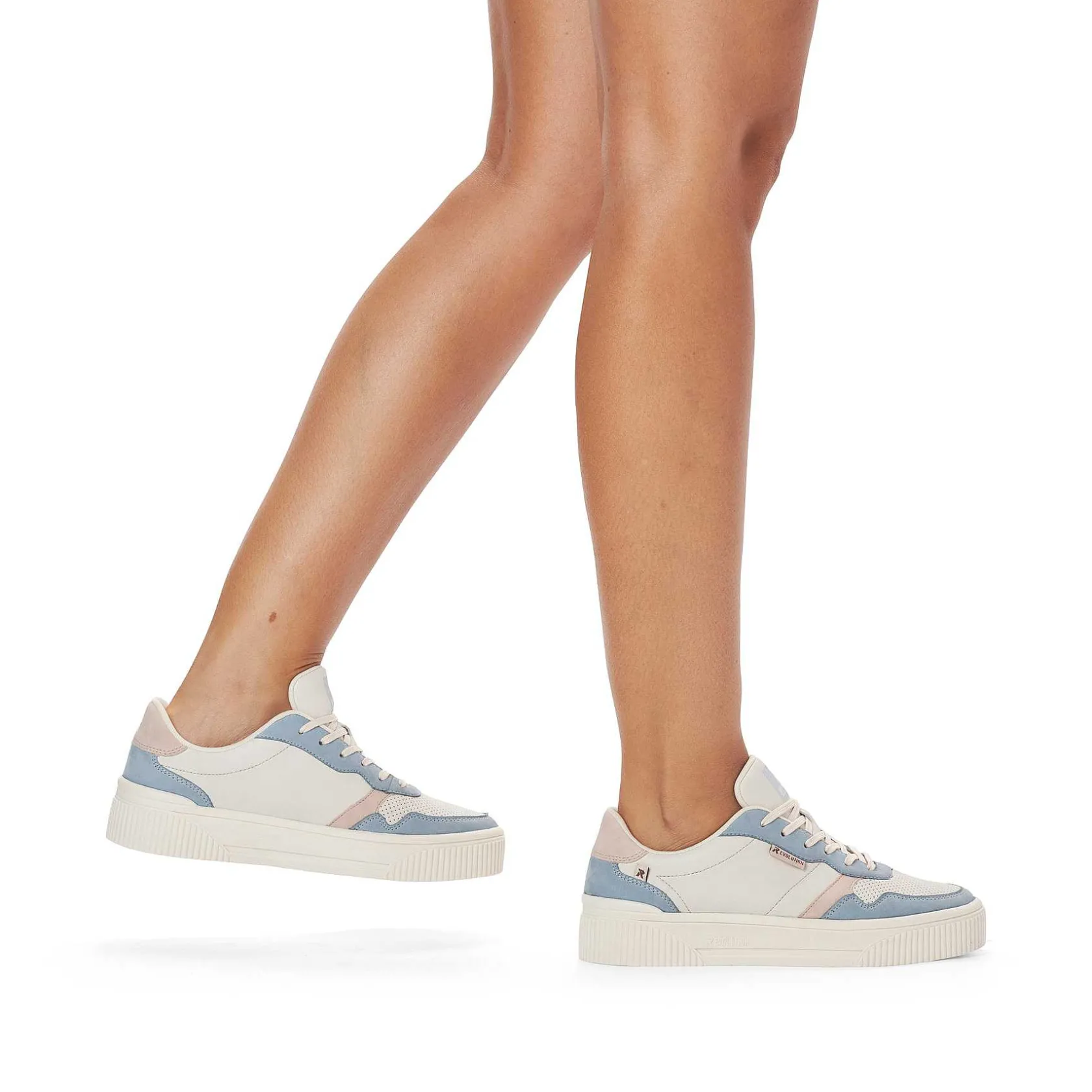 Rieker Colorful Styles-Women'S Sneaker Low Vanilla-White Light-Blue
